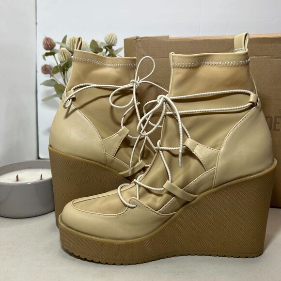 Steve Madden Atomic Lace Up Wedge Heel Ankle Boots Women's US 9.5 M NWB - Picture 5 of 8